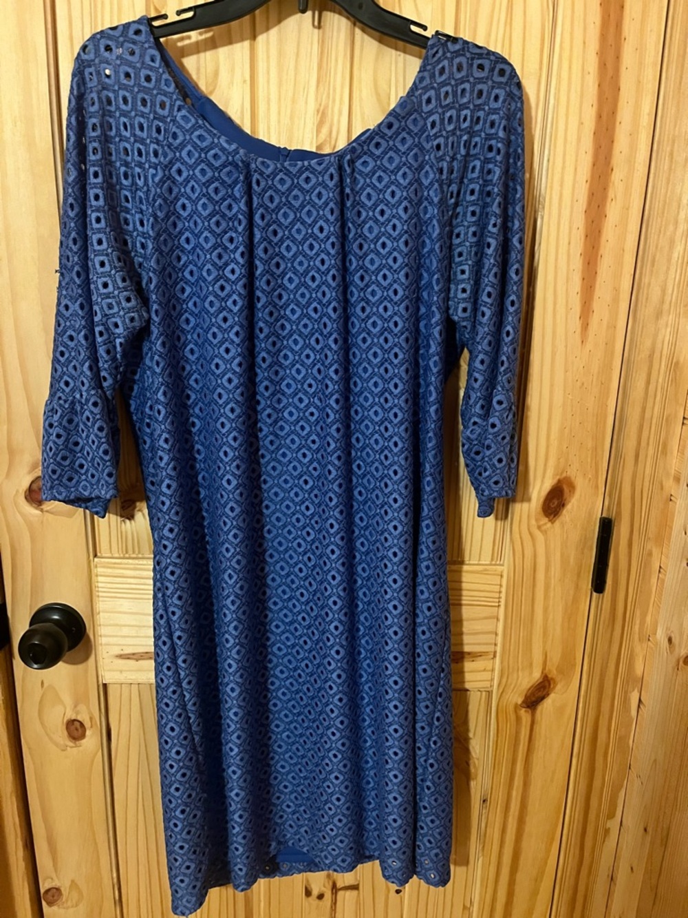 madison leigh Blue Geometric Long-Sleeve Dress